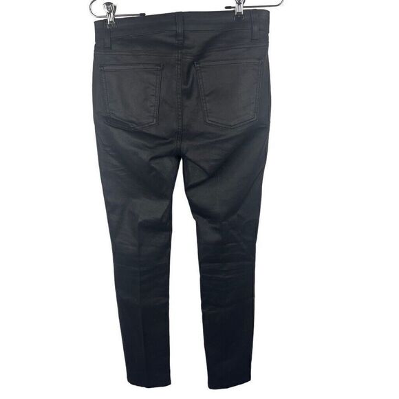 Eileen Fisher Organic Cotton Coated Shiny  Black Mid-Rise Skinny Jeans  Size 2 - Picture 2 of 7